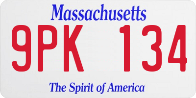 MA license plate 9PK134