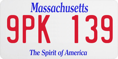 MA license plate 9PK139