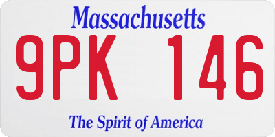 MA license plate 9PK146