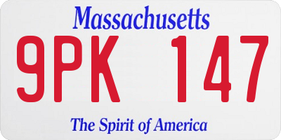 MA license plate 9PK147