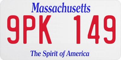 MA license plate 9PK149