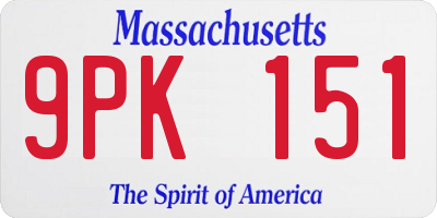 MA license plate 9PK151