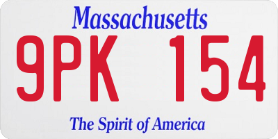 MA license plate 9PK154