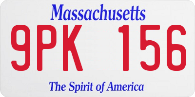 MA license plate 9PK156