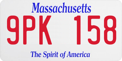 MA license plate 9PK158