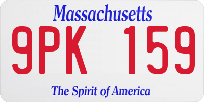MA license plate 9PK159