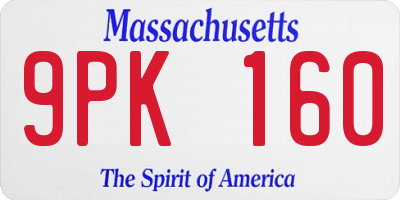 MA license plate 9PK160