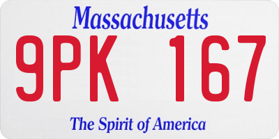 MA license plate 9PK167