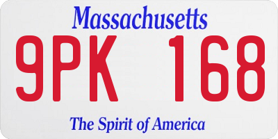 MA license plate 9PK168