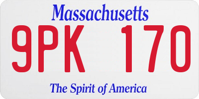 MA license plate 9PK170