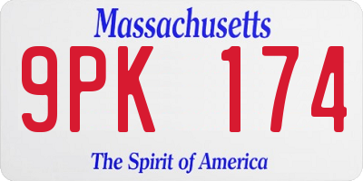 MA license plate 9PK174