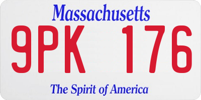 MA license plate 9PK176