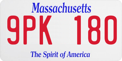 MA license plate 9PK180