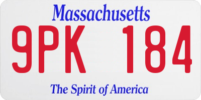 MA license plate 9PK184