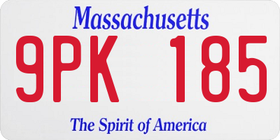 MA license plate 9PK185