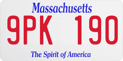MA license plate 9PK190