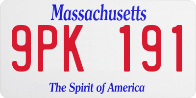 MA license plate 9PK191