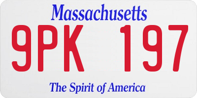 MA license plate 9PK197