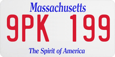 MA license plate 9PK199