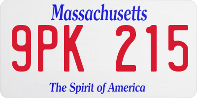 MA license plate 9PK215
