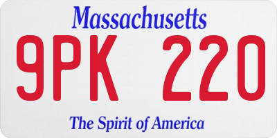 MA license plate 9PK220