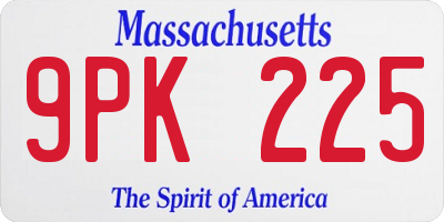 MA license plate 9PK225