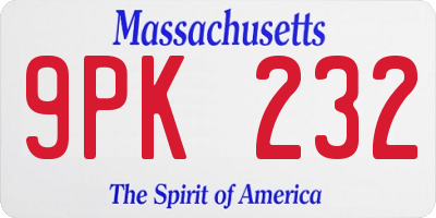 MA license plate 9PK232