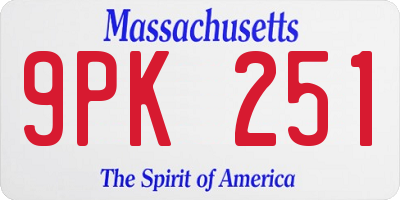 MA license plate 9PK251