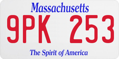 MA license plate 9PK253