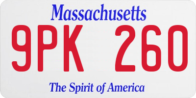 MA license plate 9PK260
