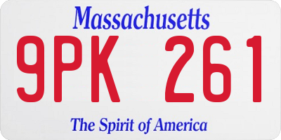 MA license plate 9PK261