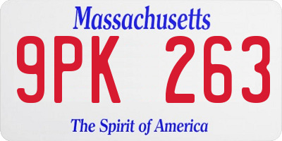 MA license plate 9PK263