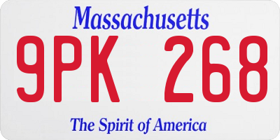 MA license plate 9PK268