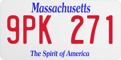 MA license plate 9PK271