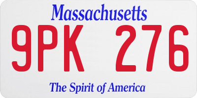 MA license plate 9PK276
