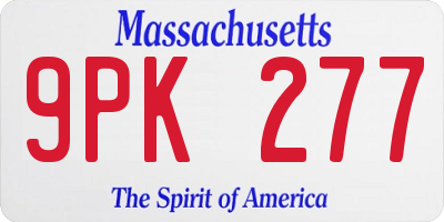 MA license plate 9PK277