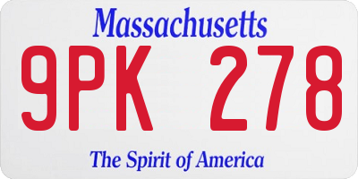 MA license plate 9PK278