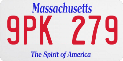 MA license plate 9PK279