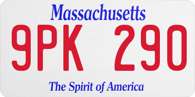 MA license plate 9PK290