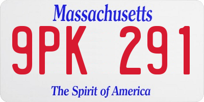 MA license plate 9PK291