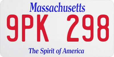 MA license plate 9PK298