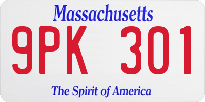 MA license plate 9PK301