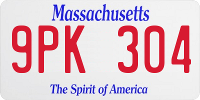 MA license plate 9PK304