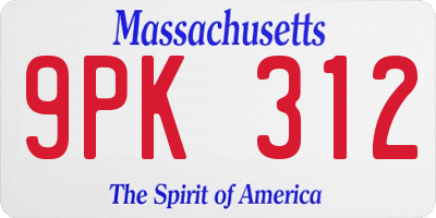 MA license plate 9PK312