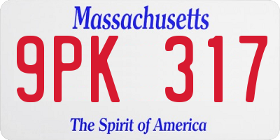 MA license plate 9PK317