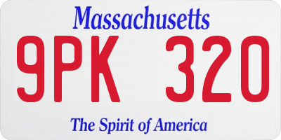 MA license plate 9PK320