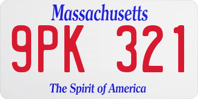 MA license plate 9PK321