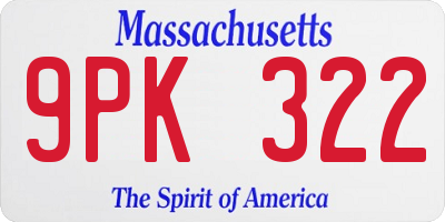 MA license plate 9PK322
