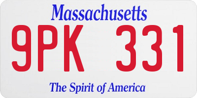 MA license plate 9PK331