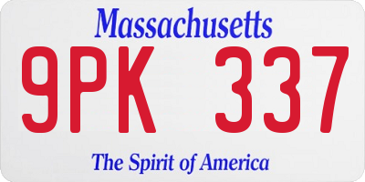 MA license plate 9PK337